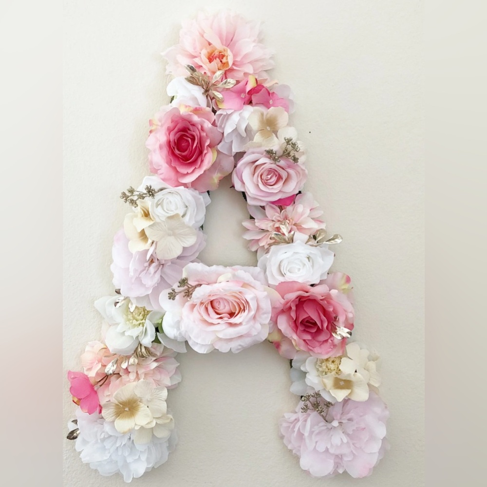 Floral A  Letter  Wood  sign decor